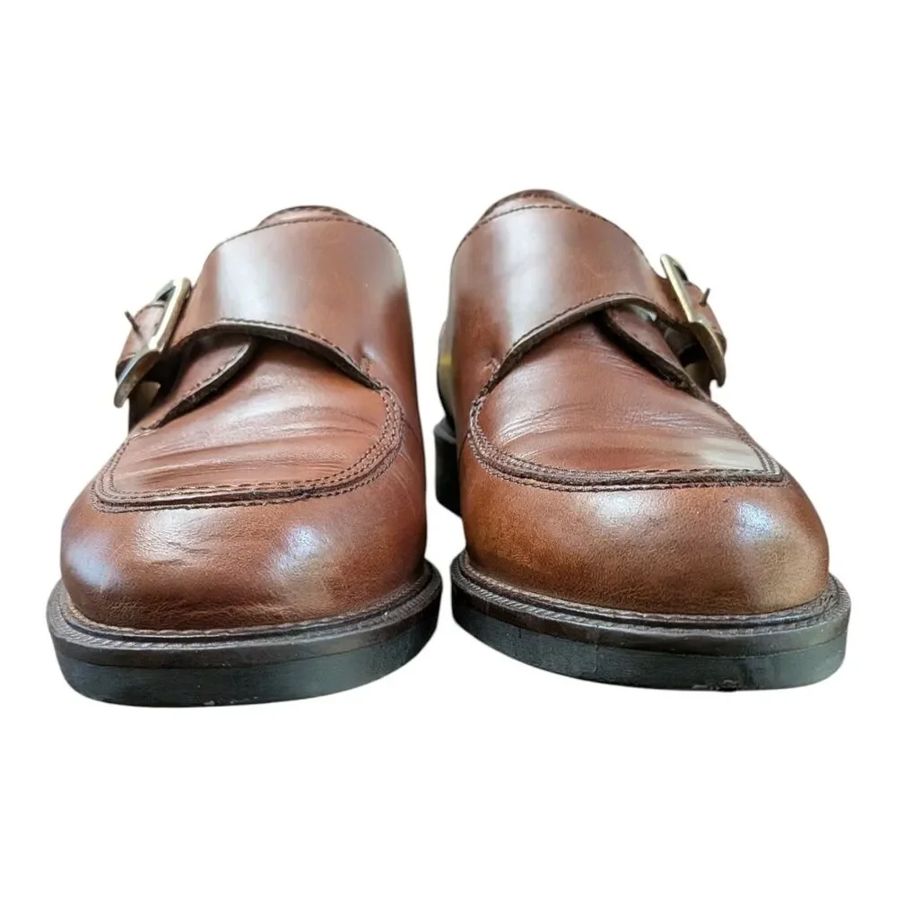 Kenneth Cole Men's 10 Monk Strap Shoes Leather Loafers Dress Brown Vtg Chunky